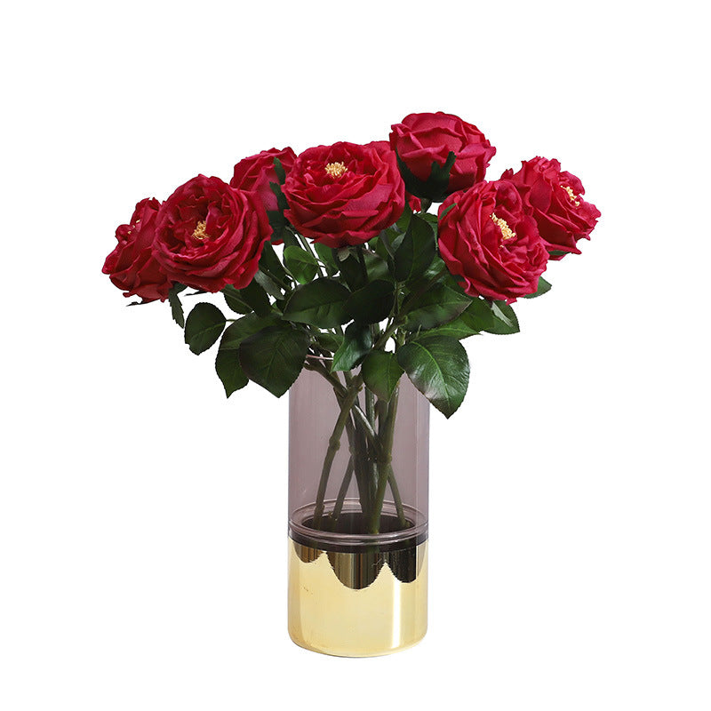 Single Stem Realistic Austin Rose - Luxurious Moisture-Infused Faux Flower for Stunning Home Decor, Perfect for Living Room Photography and Elegant Floral Arrangements