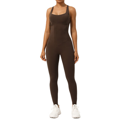 Adjustable Strap Yoga Bodysuit Women's Fitness Jumpsuit for Shaping and Support for Yoga and Workouts