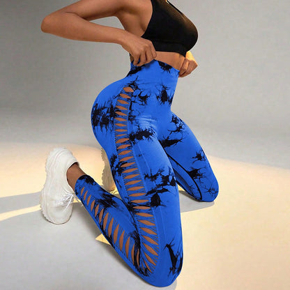 High Waisted Tie Dye Seamless Yoga Leggings for Women with Butt Lifting and Side Cut Outs for Style and Comfort