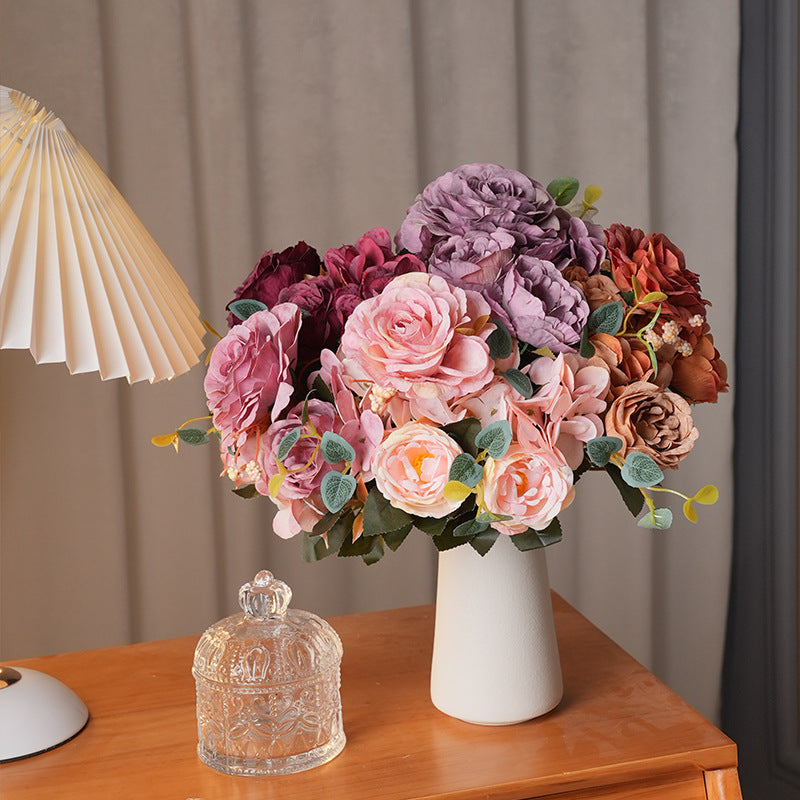 Realistic Faux Flower European Style Hydrangea and Peony Bouquet for Elegant Wedding Décor and Home Decoration - Perfect Prop for Photography Sessions