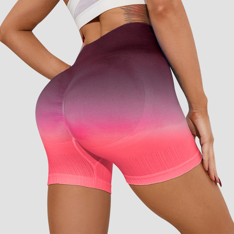 High Waisted Gradient Yoga Shorts for Women Ultra Stretch Sculpting Butt Lifting Activewear for Running and Fitness