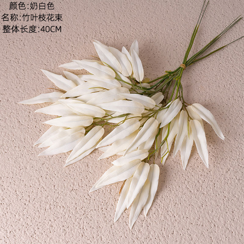 Realistic Bamboo Leaf and Branch Flower Bouquet - Faux Greenery for Weddings, Home Decor, and Boho-Inspired Events - Trendy INS Style Art Piece YC1095