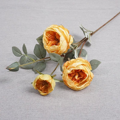 Realistic Faux Rose Single Stem with Burnt Edges – Perfect for Rustic Wedding Décor and Home Styling