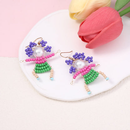 Unique Handcrafted Cartoon Character Beaded Hook Earrings - Quirky, Adorable Designs for a Playful Style
