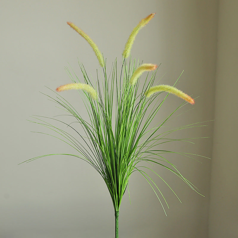 Realistic 5-Head Foxtail Grass Bouquet - Modern Rustic Faux Floral Decoration for Hotels, Airbnbs, and Entryway Accents