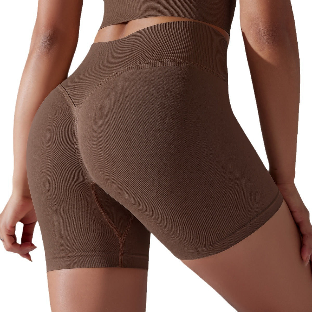 Seamless High Waisted Compression Peach Butt 3 4 Length Shorts for Running Yoga and Fitness Workouts