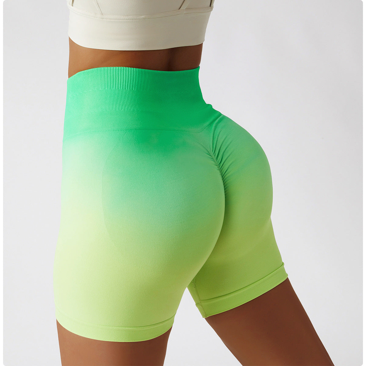 Seamless High Waisted Yoga Shorts for Women Breathable Peach Gradient Compression Bottoms for Running Fitness Working Out