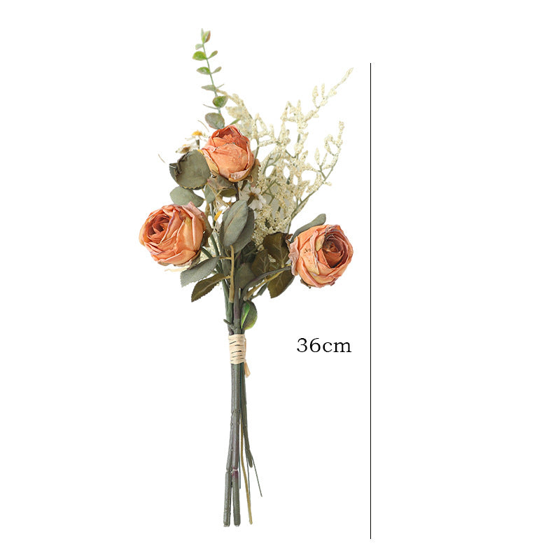 Dried Flower Bouquet - Elegant Dried Rose Arrangement for Living Room Decor, Perfect for Weddings, Home Decoration, and Trendy INS Aesthetic