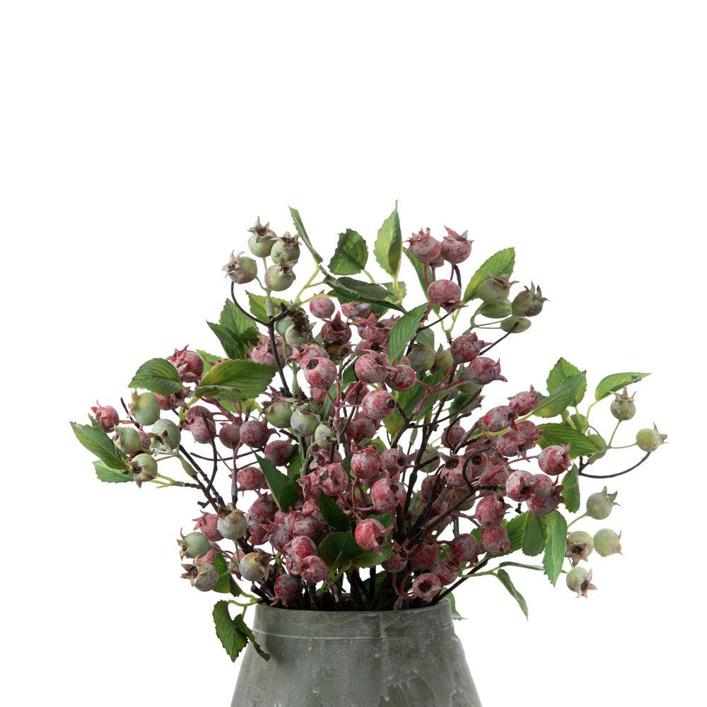 Realistic Mountain Rose Berry Artificial Flower - Lifelike Green Decor for Wedding Decorations and Crafts - Perfect for Home and Event Styling - Model MW25584