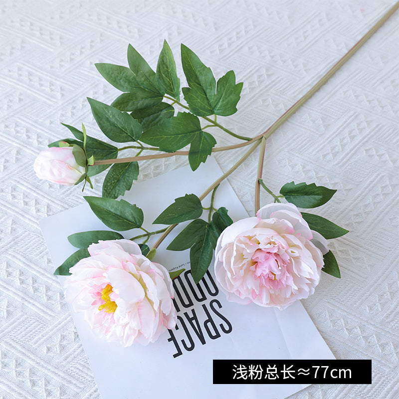 Realistic 3-Head Silk Peony Flowers for Elegant Home Décor and Wedding Decoration Props - Perfect for Photography and Event Styling