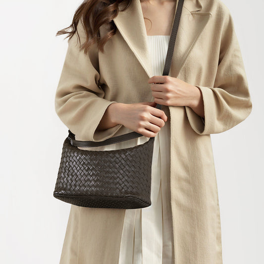 Luxury Handcrafted Braided Sheepskin Crossbody Bag for Women Versatile Genuine Leather Tote and Handbag