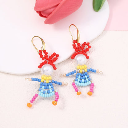 Unique Handcrafted Cartoon Character Beaded Hook Earrings - Quirky, Adorable Designs for a Playful Style
