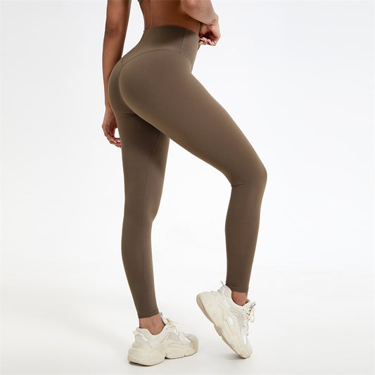 V Shaped Waist Enhancing Yoga Pants for Outdoor Pilates and Running and Comfortable Fitness Leggings with No Creep Seam Design