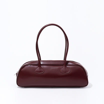 Chic Korean Style Vintage Bowling Bag Versatile Genuine Leather Shoulder and Underarm Bag with Spacious Capacity for Every Occasion