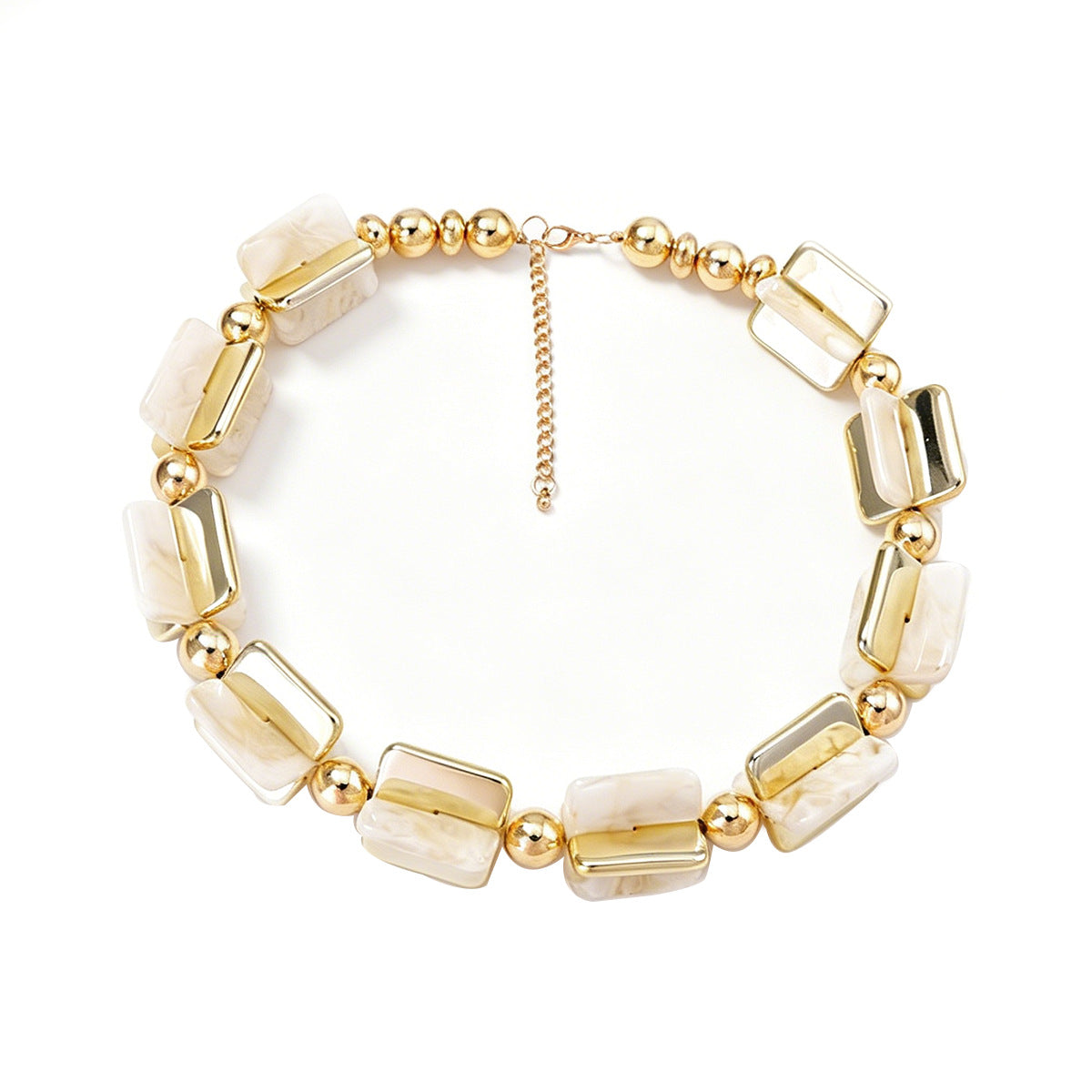 Creative Versatile Geometric Multi-Color Beaded Necklace – Unique, Minimalist Jewelry for Women