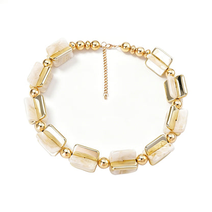 Creative Versatile Geometric Multi-Color Beaded Necklace – Unique, Minimalist Jewelry for Women