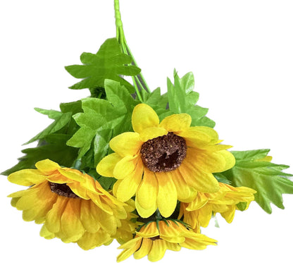 Realistic 7-Head Artificial Sunflower Bouquet - Perfect for Home Decor, Wedding Celebrations, Event Design, and Photography Props