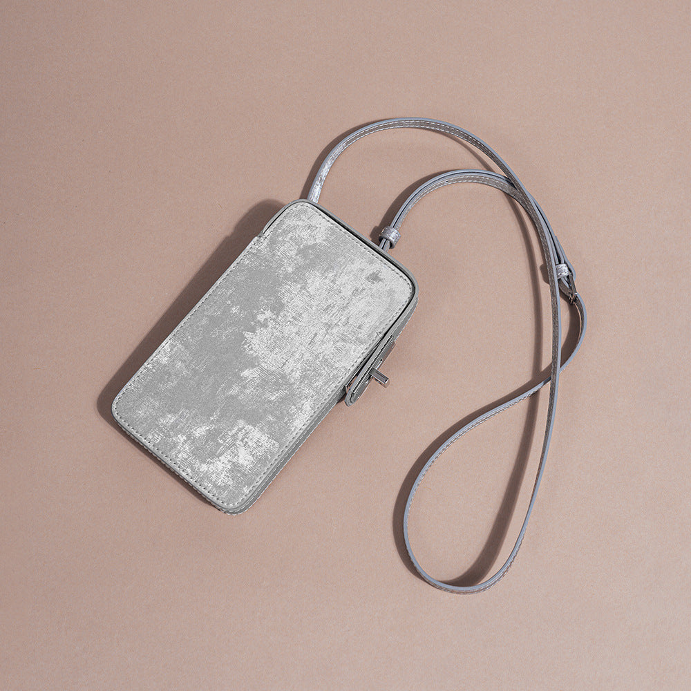 Vintage Inspired Satin Leather Phone Crossbody Bag Mini Shoulder Purse with Secure Closure for Everyday Use