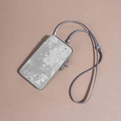 Vintage Inspired Satin Leather Phone Crossbody Bag Mini Shoulder Purse with Secure Closure for Everyday Use