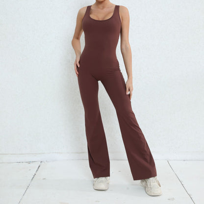 Chic High Waisted Yoga Jumpsuit with Beautiful Cut Out Back Design for Peachy Enhancement and Performance During Workouts