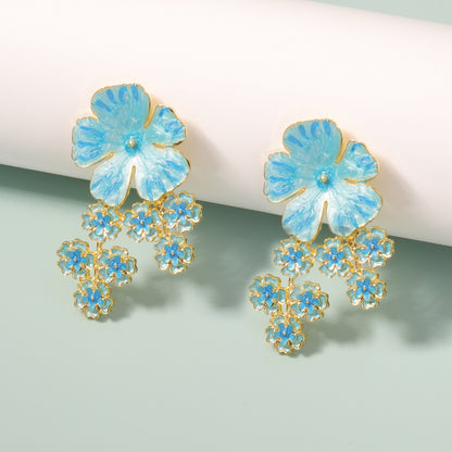 Stylish  Alloy Drop Oil Flower Earrings - Exquisite and Bold Floral Design for a Sweet and Chic Look