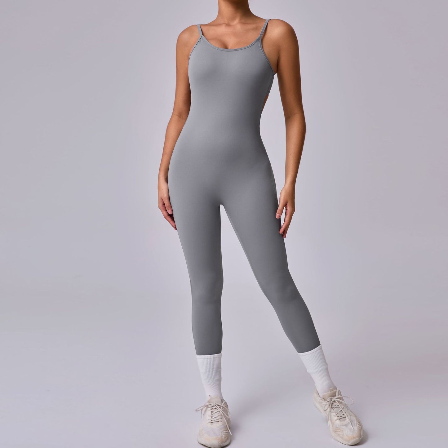 Two Piece Look Breathable Bodycon Yoga Jumpsuit Moisture Wicking Butt Lifting Design for Comfort and Style in Your Workout