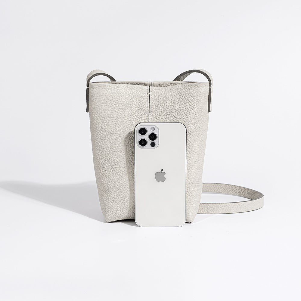 Minimalist Genuine Leather Crossbody Phone Bag for Women Compact Versatile and Mini Purse for Everyday Use