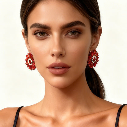 Elegant Luxe  Sparkling Flower Sunflower Stud Earrings - Versatile Multi-Color Daily Wear Jewelry for Parties and Special Occasions