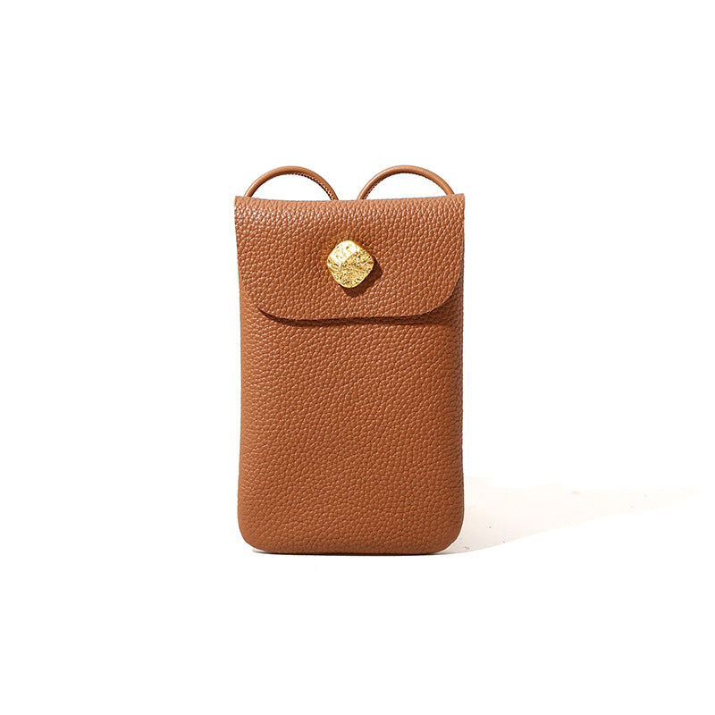 Minimalist Genuine Leather Phone Crossbody Bag for Women for Spring with High Quality Top layer Cowhide Versatile Shoulder Strap