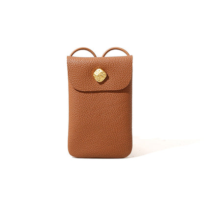 Minimalist Genuine Leather Phone Crossbody Bag for Women for Spring with High Quality Top layer Cowhide Versatile Shoulder Strap