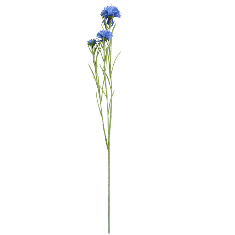 Charming Nordic-Inspired Artificial Flower Arrangement - Single Stem, 3-Headed Carthamus Flower - Perfect for Rustic Home Decor and Vibrant Floral Displays