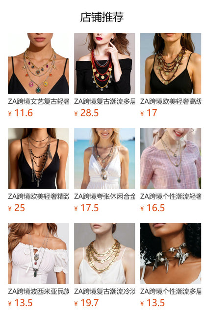 Bohemian Vintage Multi-Layered Handmade Woven Beaded Necklace - Perfect for Vacation & Casual Wear