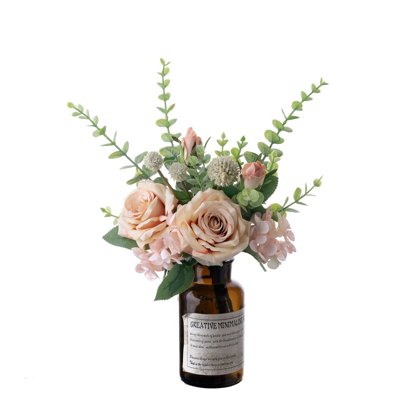 Elegant Jennifer Rose & Eucalyptus Wedding Handheld Bouquet - Stunning Faux Floral Arrangement Perfect for Ceremonies and Wall Decorations | CF01048