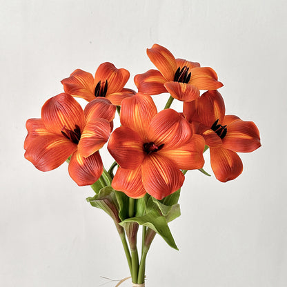 Realistic Brown PU Touch Tulip Artificial Flowers - Stunning Home Dining Table Decor, Elegant Floral Arrangements, Perfect for Photo Props and Soft Furnishings