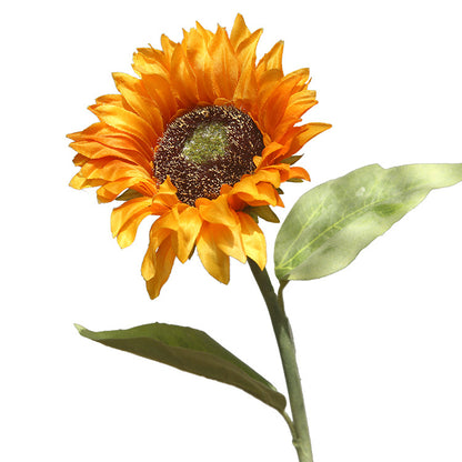 Single-Stem Sunflower Artificial Flower - Charming Faux Floral Décor for Living Room, Brighten Your Space with Realistic Silk Sunflower Arrangement