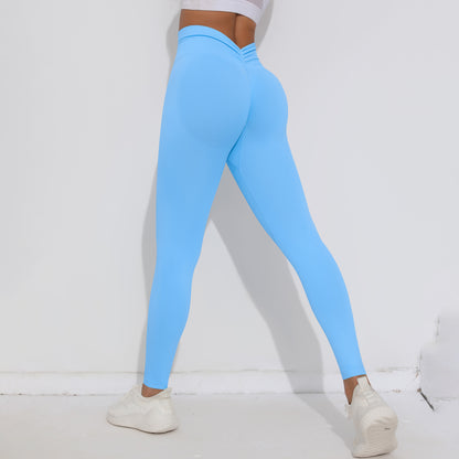 Seamless Solid Color High Waisted Body Shaping Butt Lifting Yoga Leggings with Ruched Back Design for Women for Running and Workouts