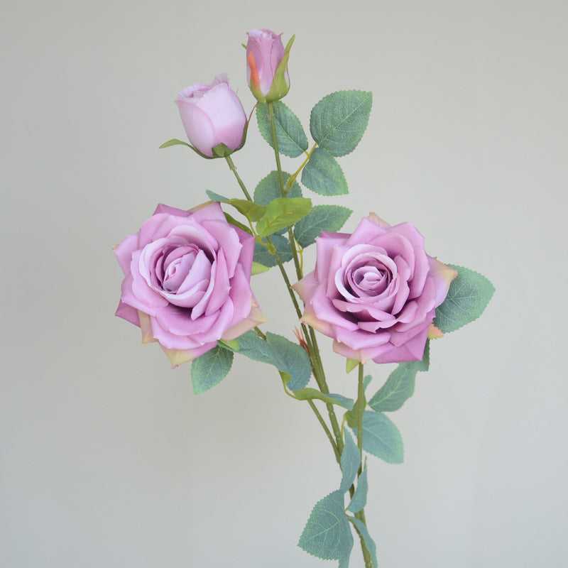 Elegant 4-Head Faux Orchid Rose and Diana Silk Flowers - Stunning Artificial Floral Decor for Weddings, Events, and Home D?cor