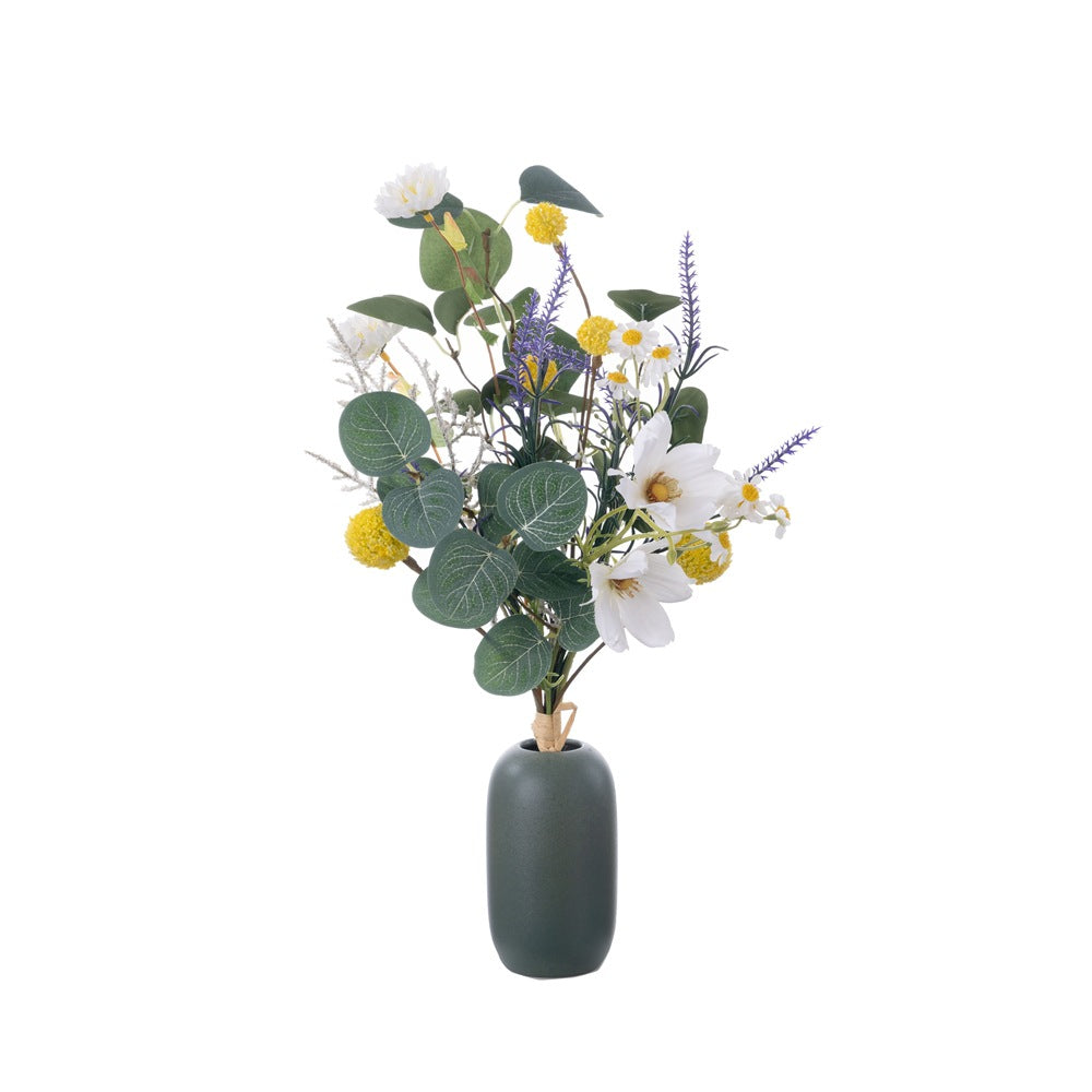 Elegant Wedding Faux Daisy & Eucalyptus Bouquet - Stunning Home Decor, Perfect for Bridal Bouquets, Wall Displays, and Event Decorations - Model CF02008