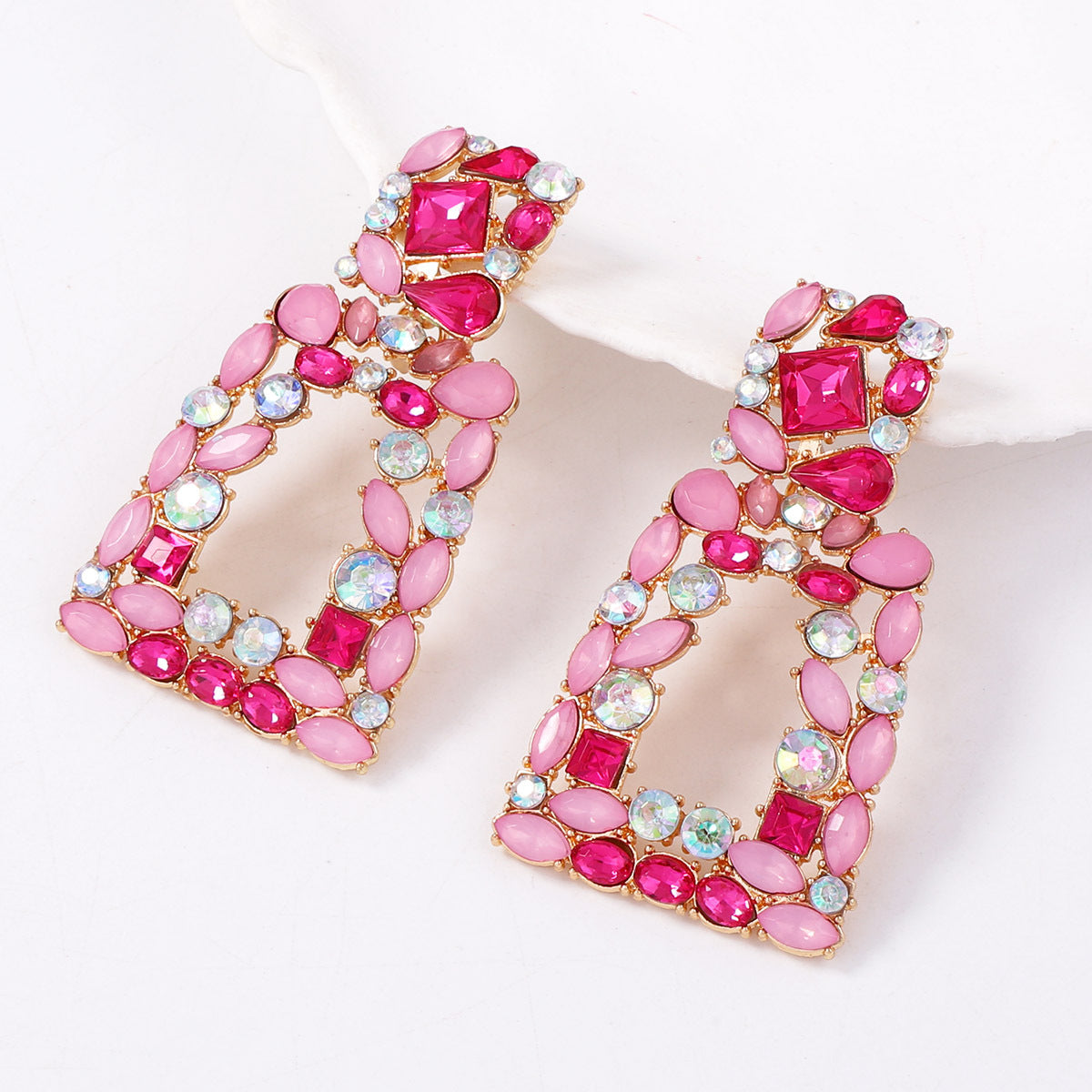 Chic Geometric Square Crystal-Embellished Earrings - Versatile and Unique Accessories for Every Occasion