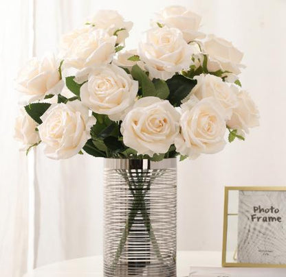 Stunning 10-Piece Faux Rose Bouquet - Perfect for Home Decor, Weddings, and Special Events - Lifelike Artificial Flowers for Lasting Beauty