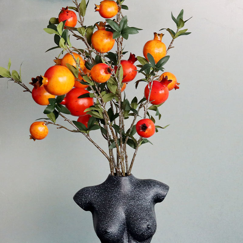 Realistic Pomegranate Branch with 6 Fruit Heads and Leaves - Perfect for Home Decor, Hotels, and Retail Spaces - Ideal Soft Decoration and Photography Prop