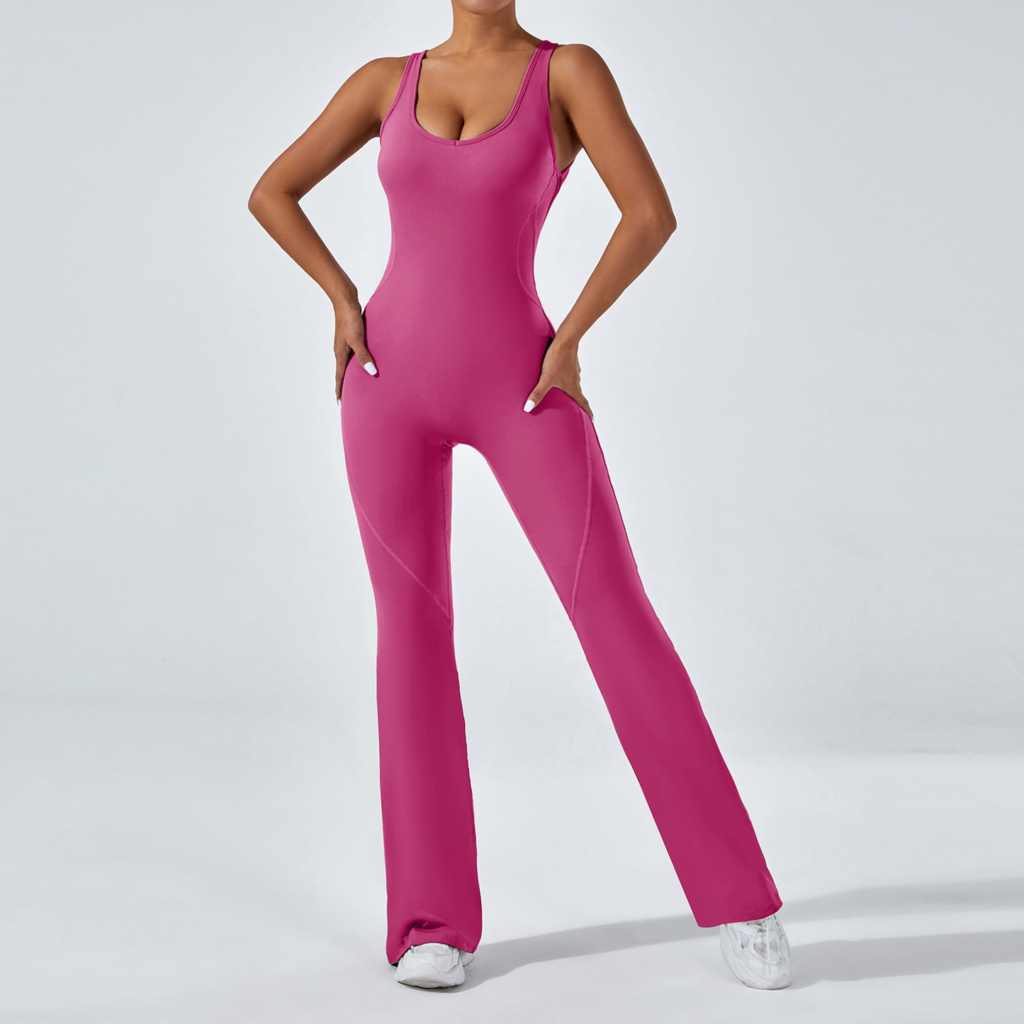 Backless Bodysuit with Butt Lifting Features High Waisted Flare Yoga Jumpsuit for Comfort and Support