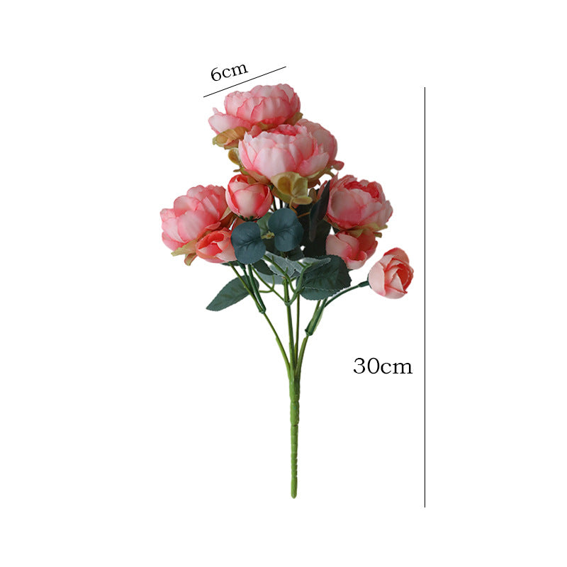 Elegant French Peony Faux Flower Bouquet for Home Decor - Stunning Wedding Handheld Floral Arrangements and Beautiful Wall Plants for Special Occasions