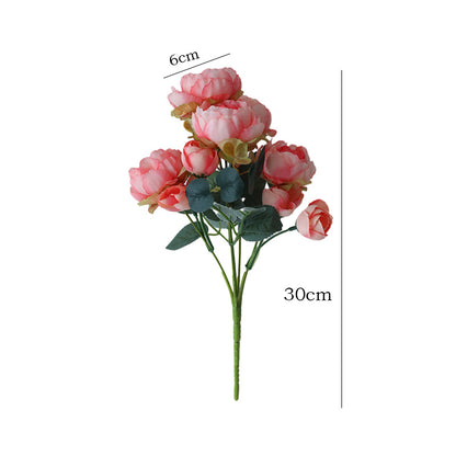 Elegant French Peony Faux Flower Bouquet for Home Decor - Stunning Wedding Handheld Floral Arrangements and Beautiful Wall Plants for Special Occasions