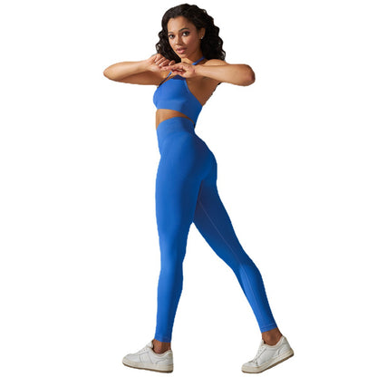 High Waisted Sculpting Leggings and Back Support Sports Bra Set for Fast Drying Running and Yoga for Active Women