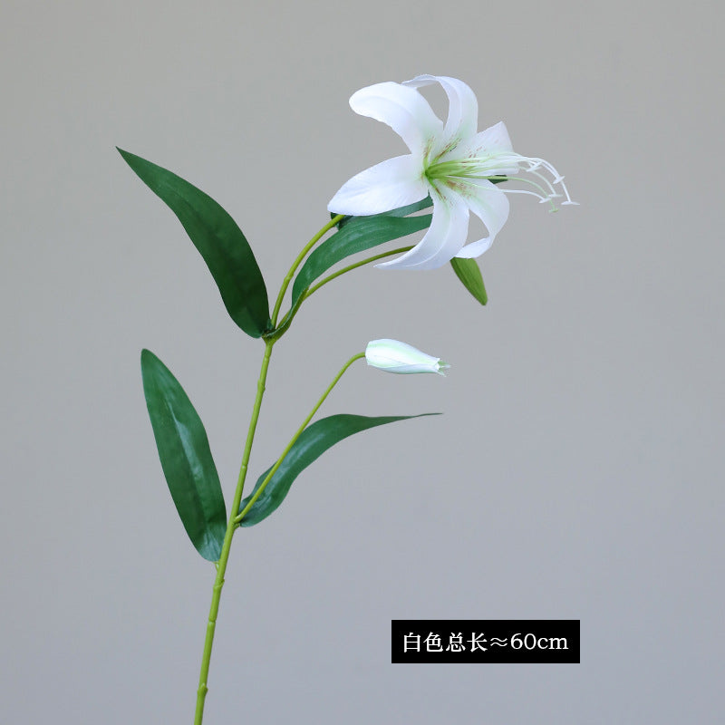 Realistic Silk Lily - 2-Headed Faux Flower for Wedding Decorations, Photography Props, Home and Office Decor, Perfect for Styling and Arrangements