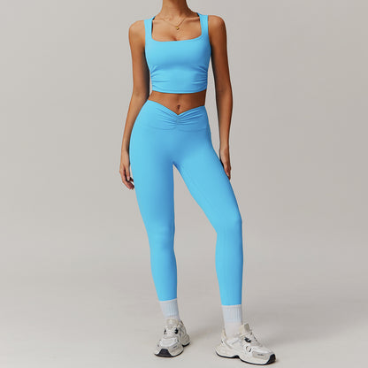 High Neck Zip up Cloud Feel Yoga Set Butt Lifting Tapered Leggings for Comfort and Performance in Running Gym and Yoga Style 9141