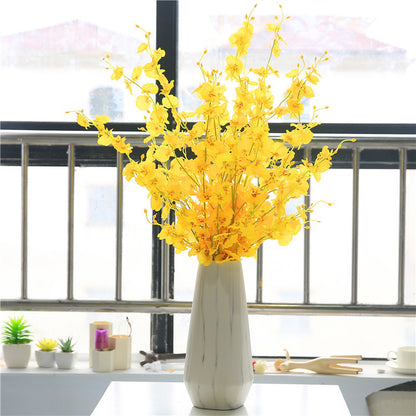 Handcrafted Yellow Dancing Orchid Artificial Flowers - Exquisite Phalaenopsis Floral Decorations for Dining Table and Bedroom Ambiance