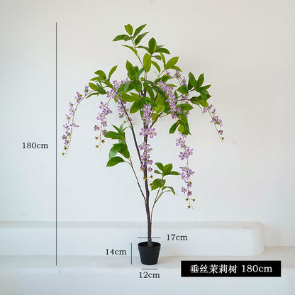 High-Quality Faux Wisteria and Jasmine Trees - Lifelike Large Potted Plants for Home Decor, Vibrant Indoor and Outdoor Floral Displays