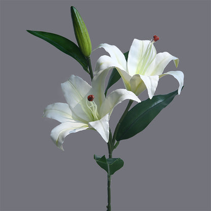 Elegant Minimalist Triple Lily Artificial Flower Arrangement - Stunning Home Decor Vase Set for Living Room and Stylish Interior Design